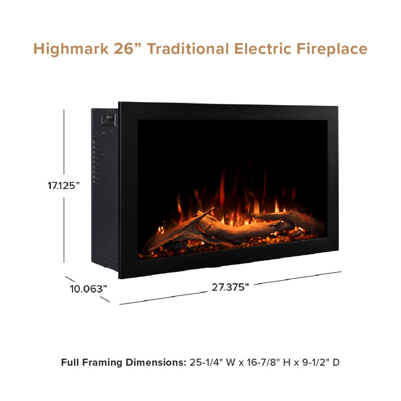 33.87 W Electric Smart Fireplace with Heat, 26" W