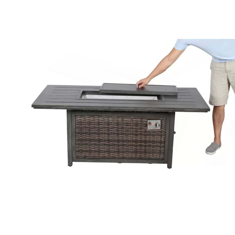 Aluminum/Wicker Propane Fire Pit Table