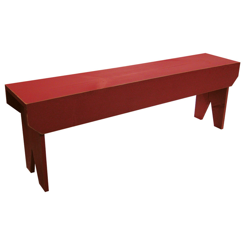 Banc en bois Wyatt, Vieux rouge, H 16 po x l 36 po x P 10,5 po
