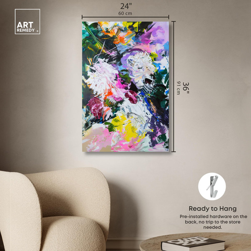 "Chaos coloré", art floral nouveau par Art Remedy, Toile tendue, H 36 po x l 24 po