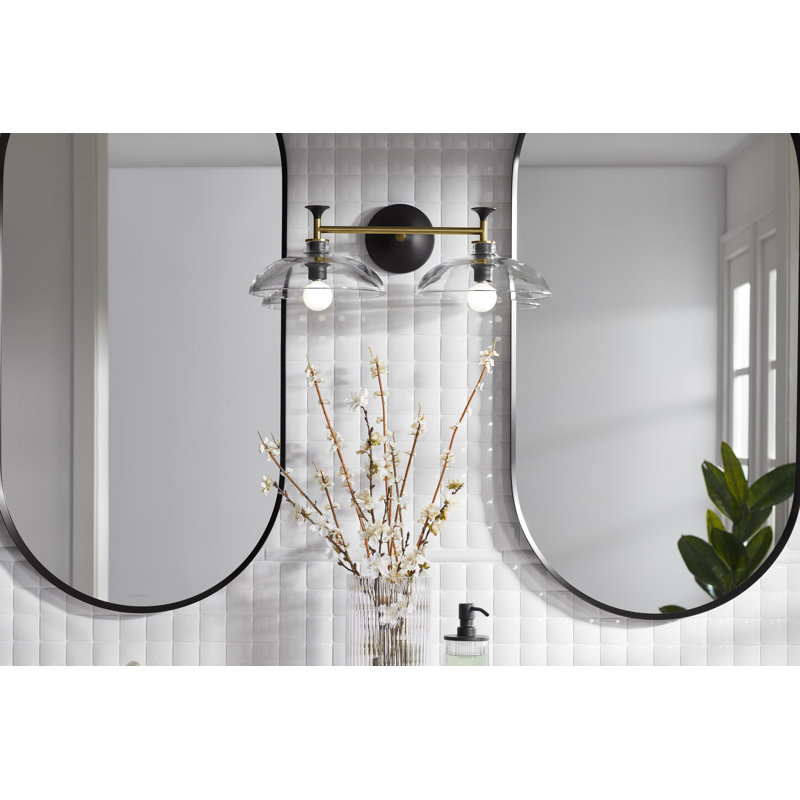 Tone 2 Light Indoor Bathroom Vanity Light Fixture, UL Listed, Polished Chrome/Matte Black