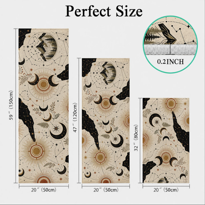 Tapis de cuisine lavables antidérapants Celestial Moon