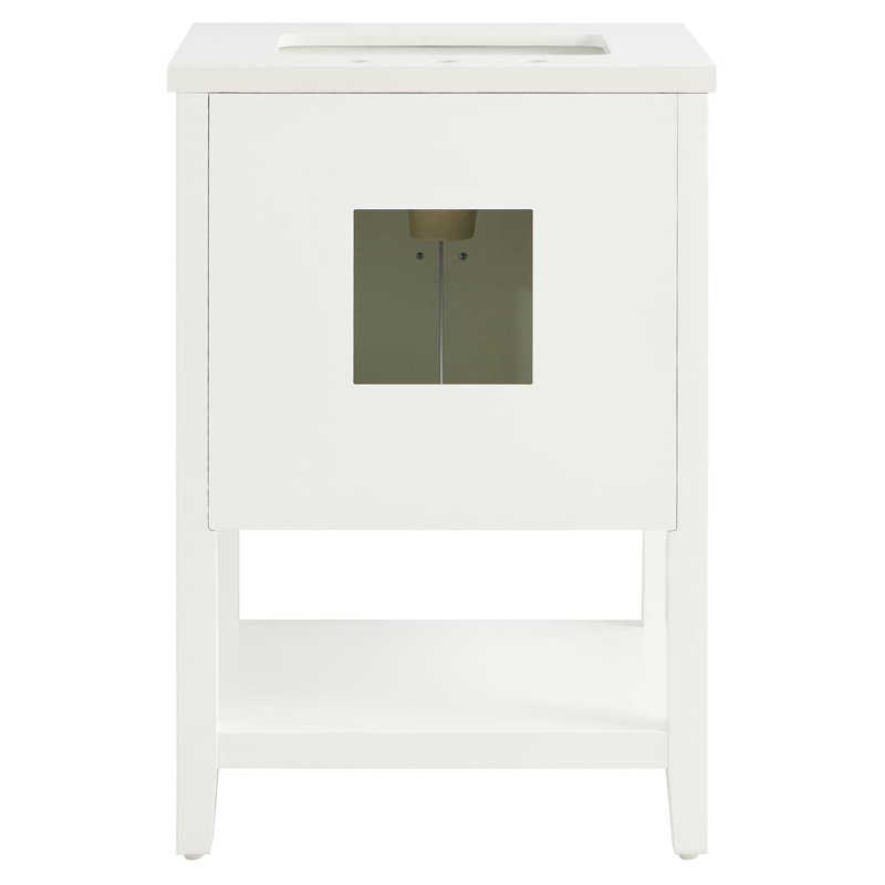 Sheraton 24" Freestanding Standard Single Bathroom Vanity with Top, Brushed Nickel, White