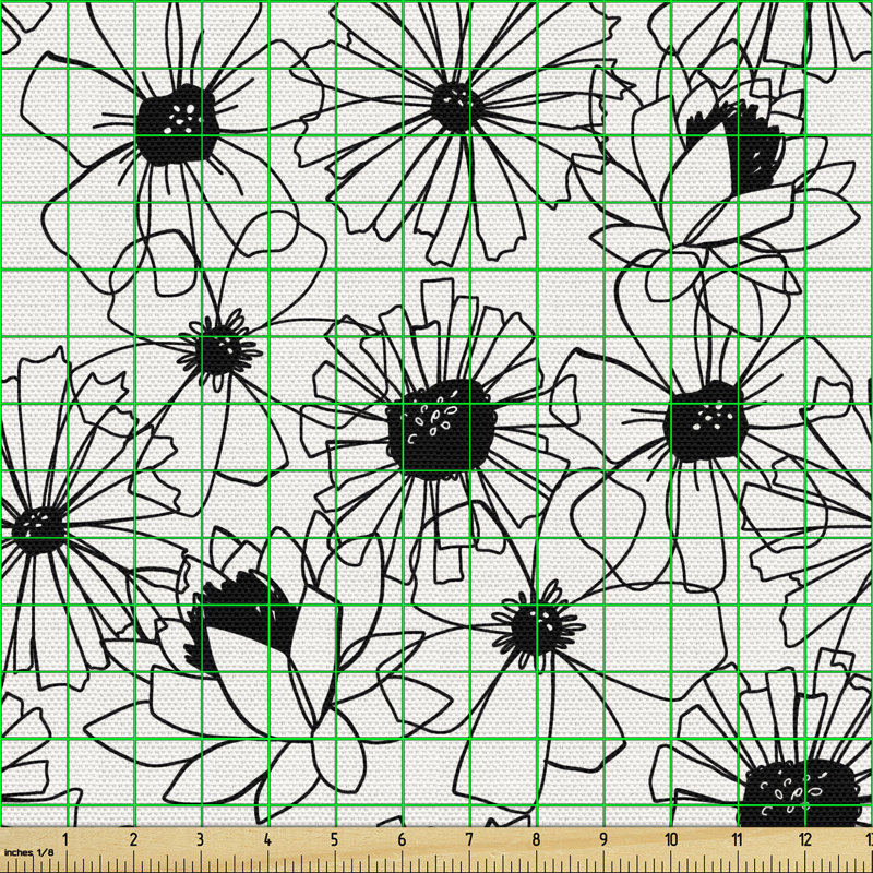 Chrishauna Simple Monochromatic Floral with Outline Petals Multi-Purpose Fabric