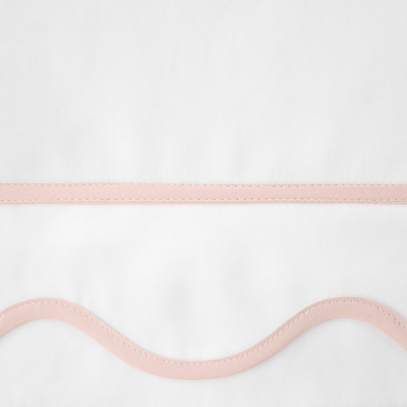 Amalfi Sateen Sheet Set, White/Light Pink, Full Sheet Set