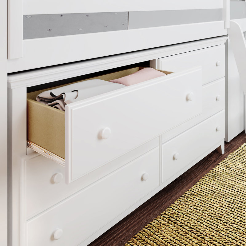 Kaiden Kids Twin Loft Bed with Drawers, White