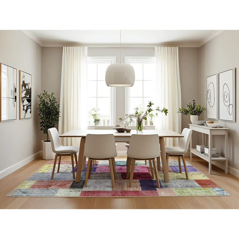 Tapis gris/rose/beige contemporain, Rectangle 7 pi x 10 pi