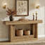 Console en bois massif de 63 pouces, table de ferme étroite avec cadre en U et tablette de rangement