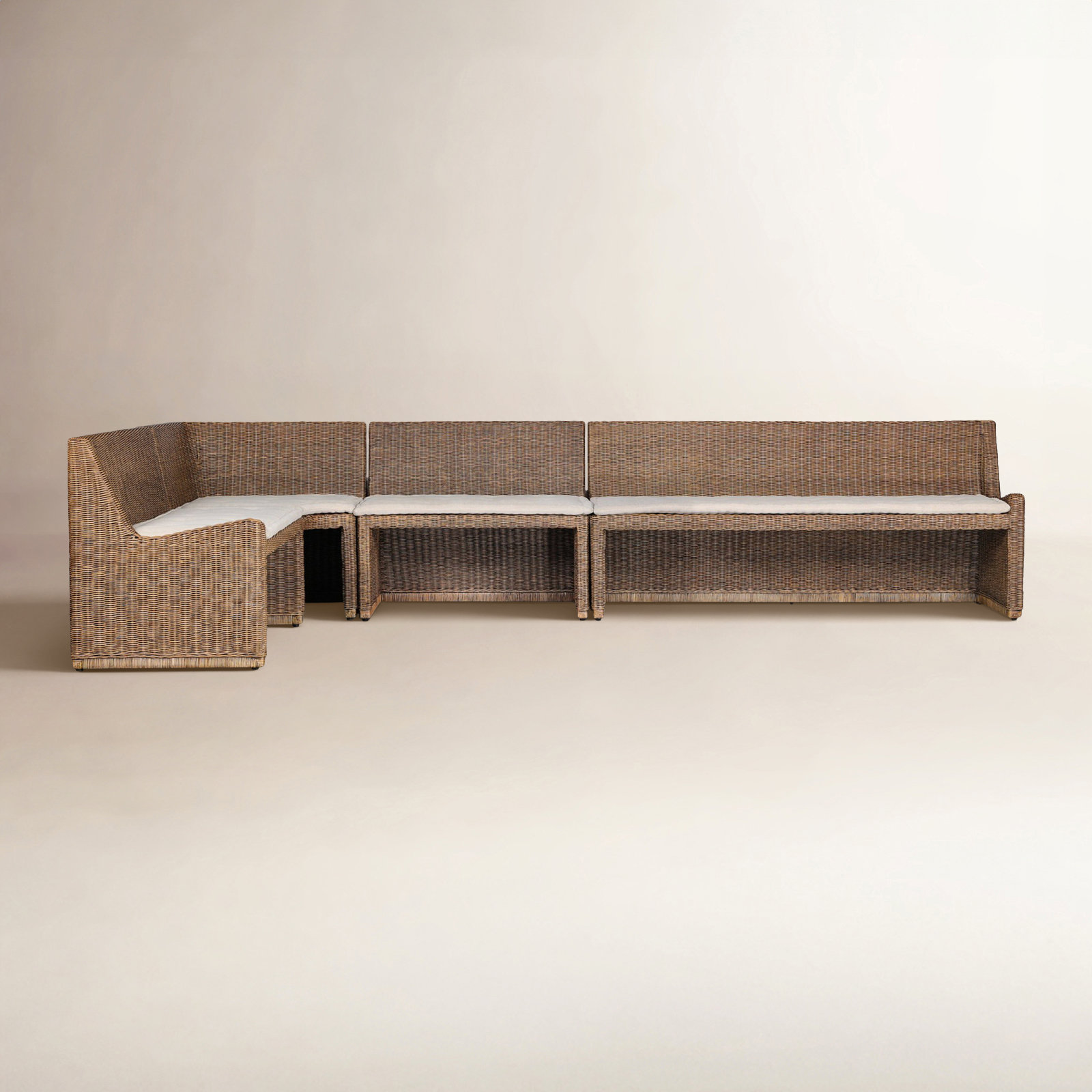 Senna 83" Woven Dining Banquette, 32.5" H x 144.75" W x 83.25" D, Left Hand Facing