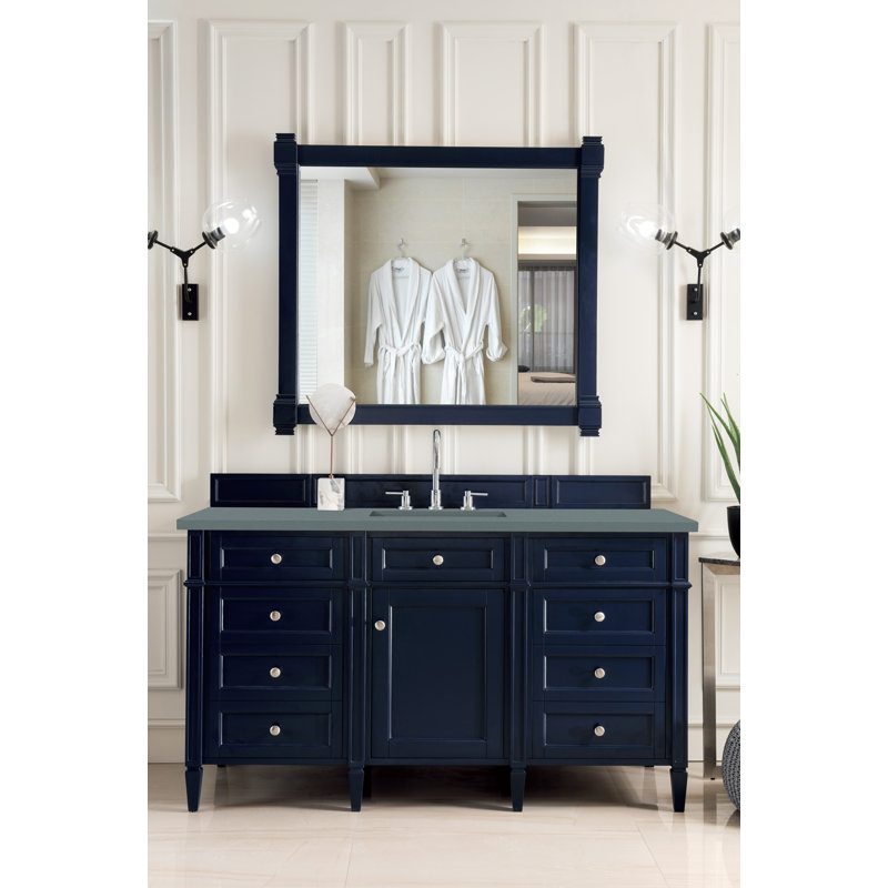 Brittany 60'' W Single Vanity, Victory Blue, Charcoal Soapstone, 8" Widespread