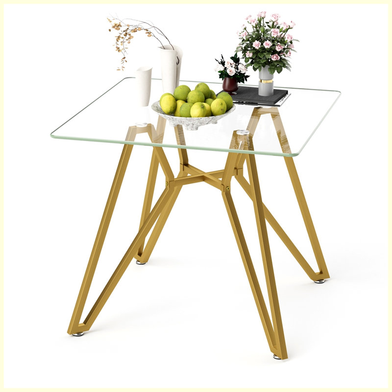 35.4-inch square tempered glass dining table
