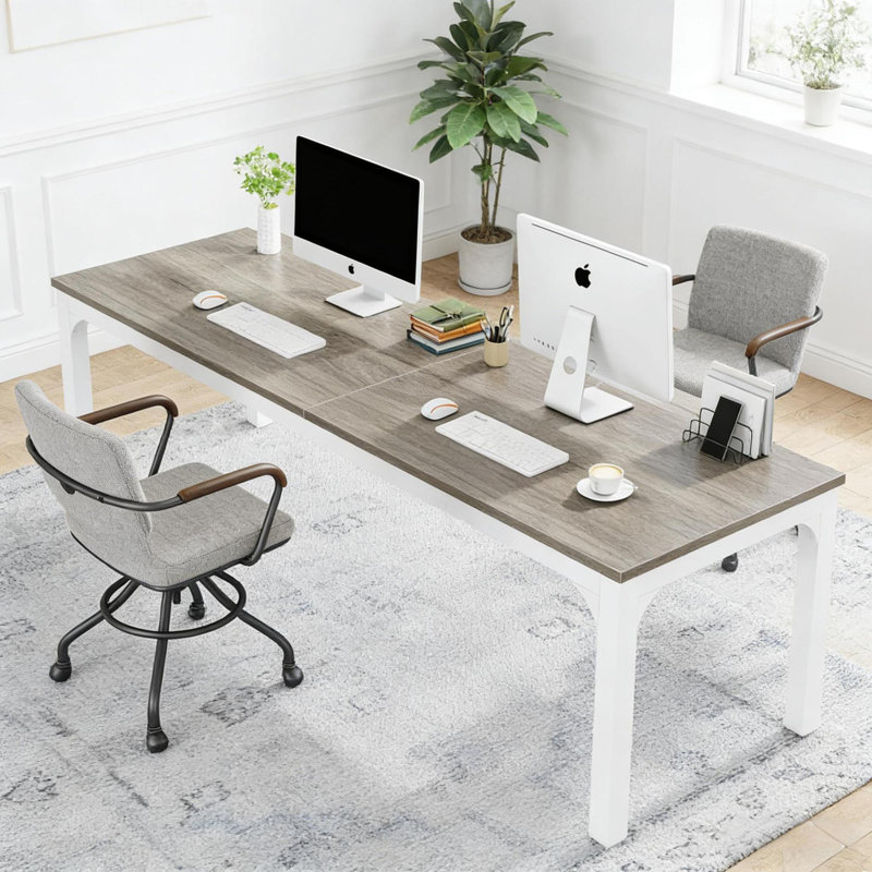 Bureaux industriels spacieux, en MDF et en métal, espace de travail de bureau à domicile