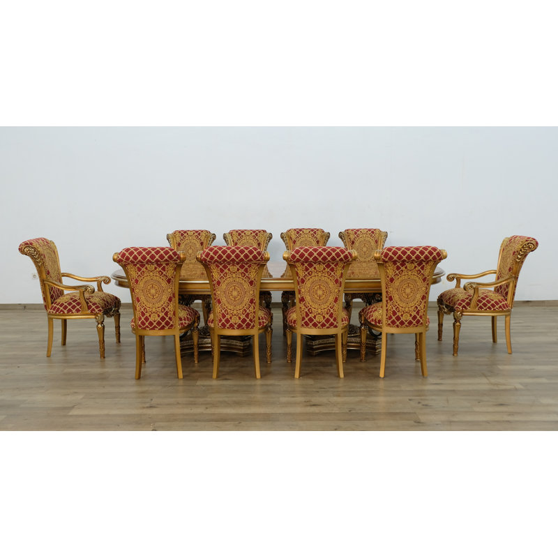 Valentinca 9 - Piece Extendable Solid Wood Dining Set, Red