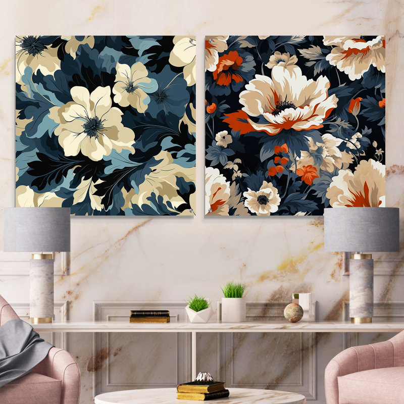 Melyna - Ensemble de 2 art mural en verre acrylique, H 16 po x l 33 po