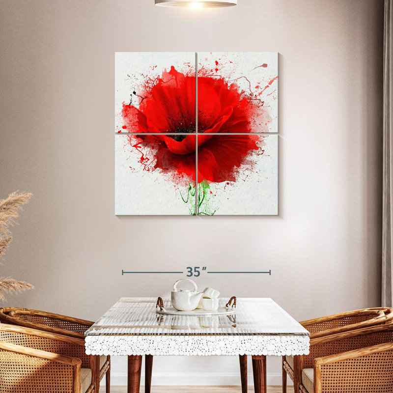 Harnek Red Poppy Splash, H 38 po x l 38 po