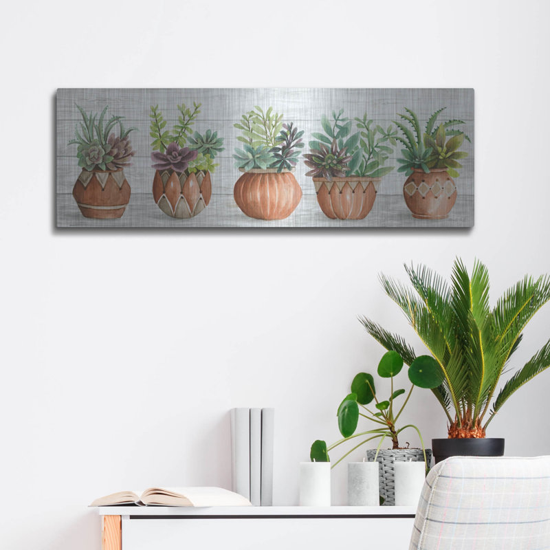 «Terracotta Pots I» par Cindy Jacobs, H 12 po x l 36 po