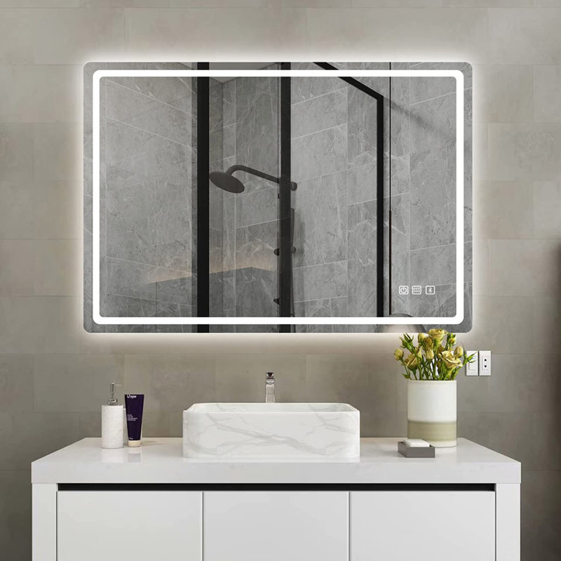 Miroir mural de salle de bain avec lumière DEL, 27,46 po x 39,28 po