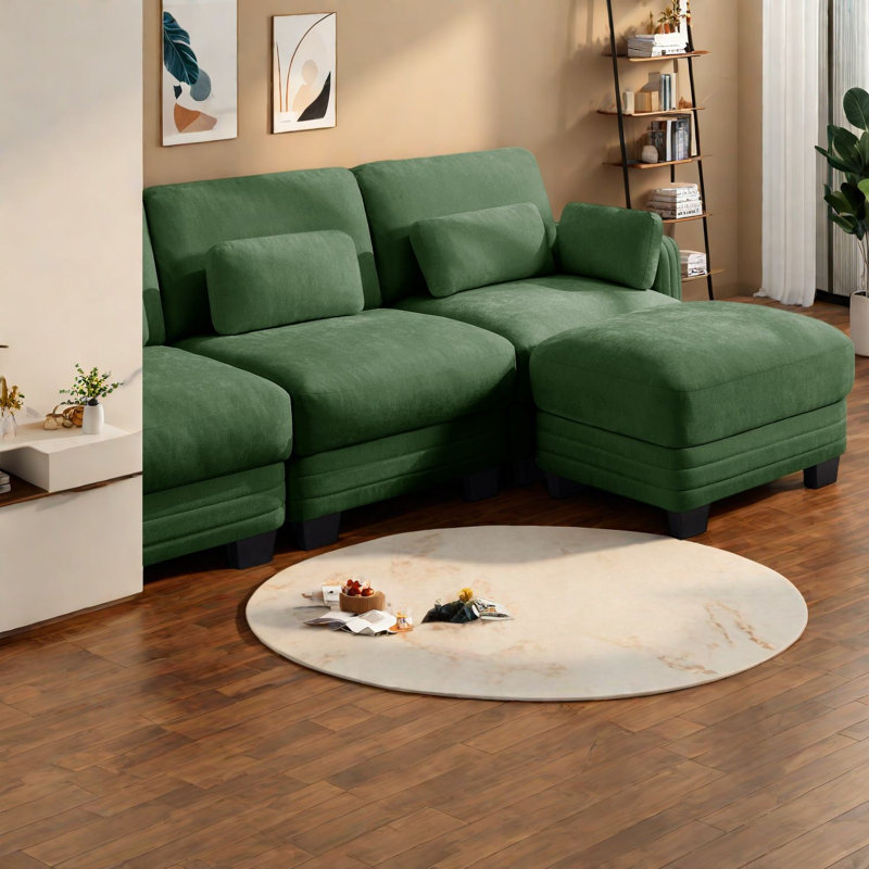 Canapé modulaire à compression en chenille verte pour la maison