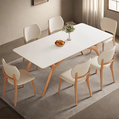 Table rectangulaire style nordique blanc crème