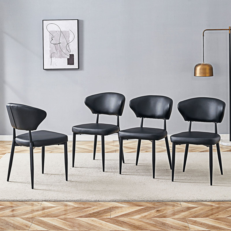 Ensemble de 4 chaises de salle à manger rembourrées, Noir