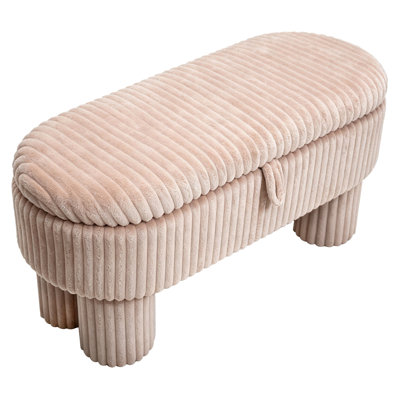 Modern Storage Ottoman Corduroy Upholstered Bench Bedroom Storage Seat Entryway Shoe Bench for Living Room, Bedroom and Entryway