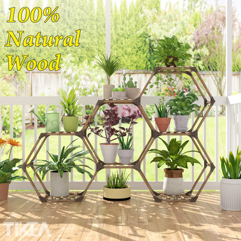 Support à plantes hexagonal 7 niveaux, tablette pour plantes d'intérieur et d'extérieur, grand support en pot à 7 niveaux pour plusieurs plantes