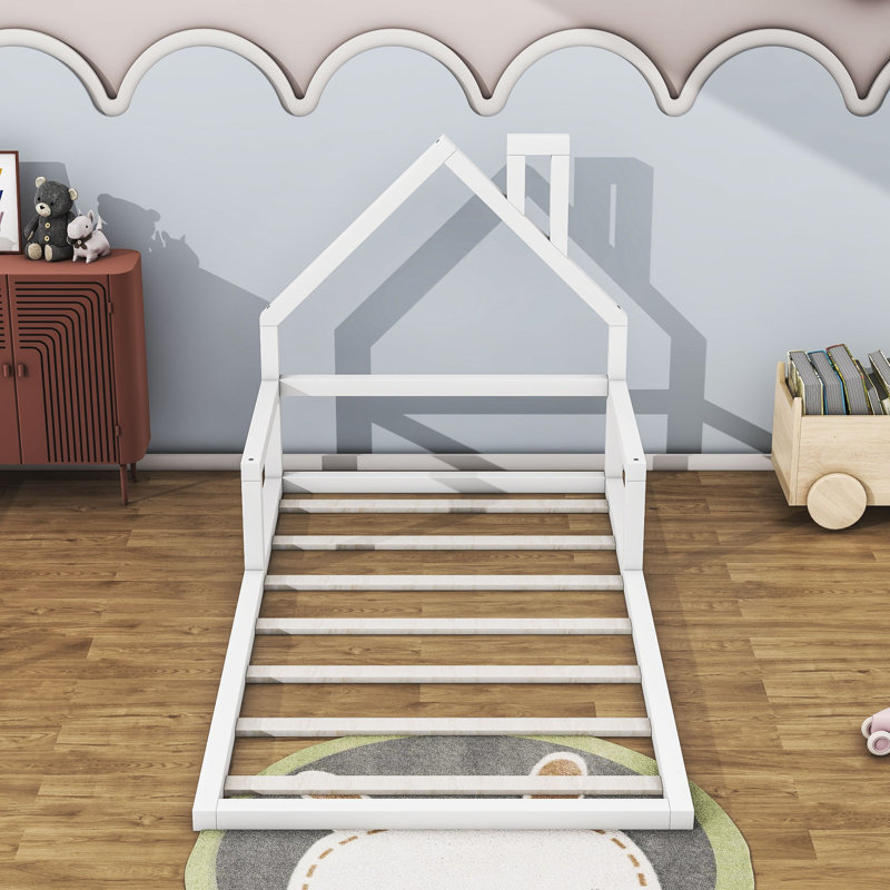 Twin Wood House Shape Bed, White