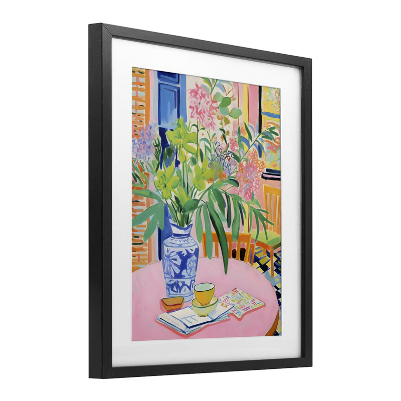 «Flowers At The Table», reproduction encadrée sous verre, design by Creative Studio, Cadre noir minuit, H 16 po x l 13 po