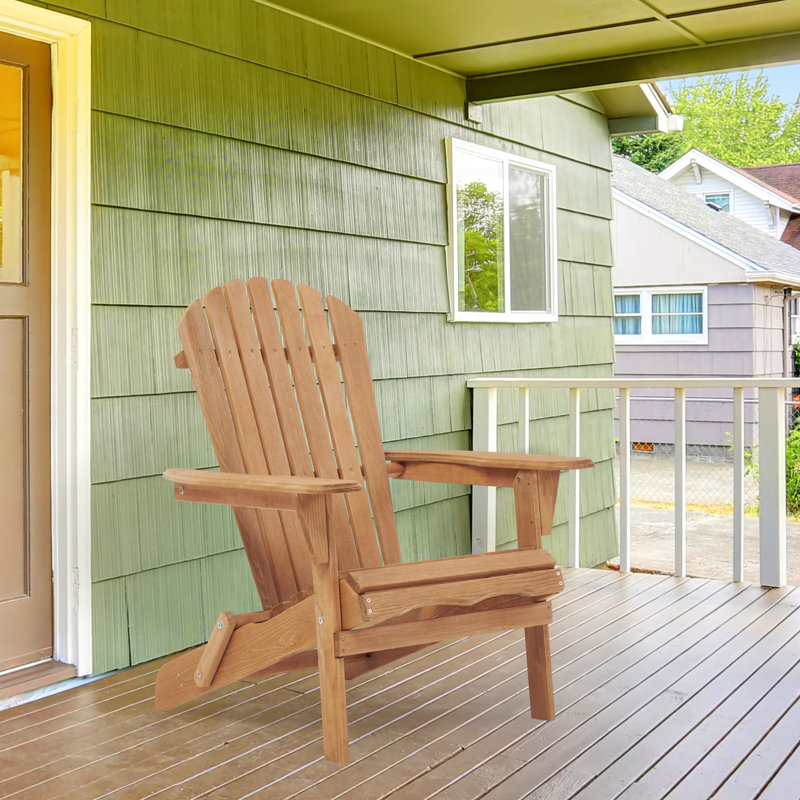 Chaise Adirondack pliante en bois massif Gaimo, Brun clair