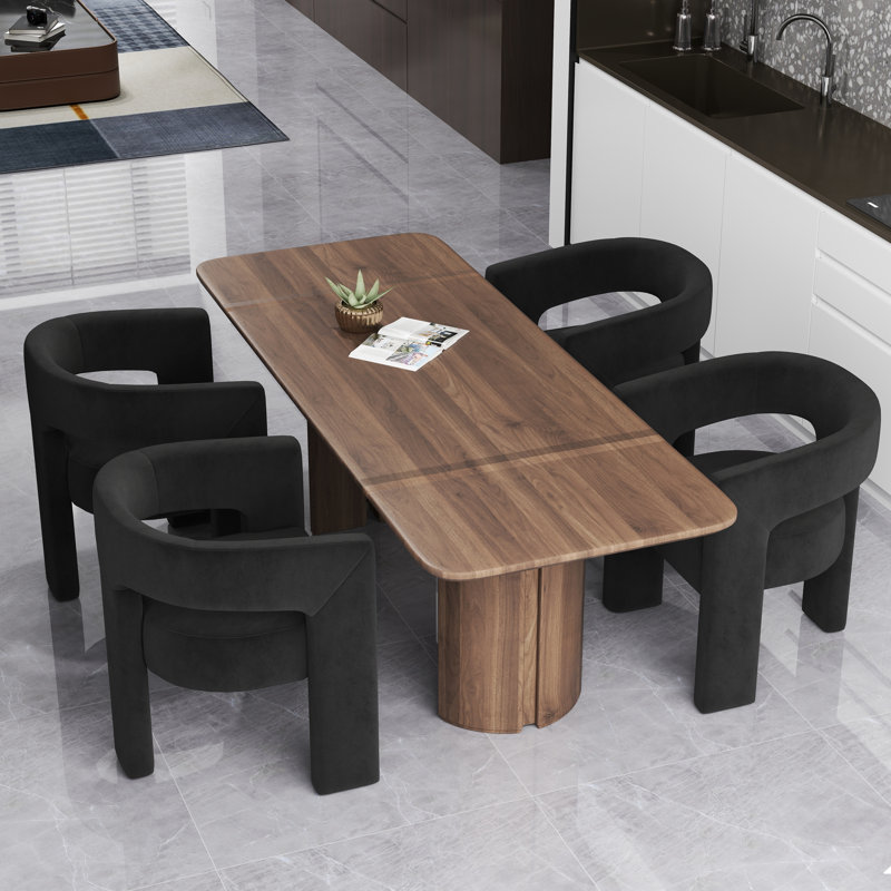 Velvet Upholstered Dining Chair, Black