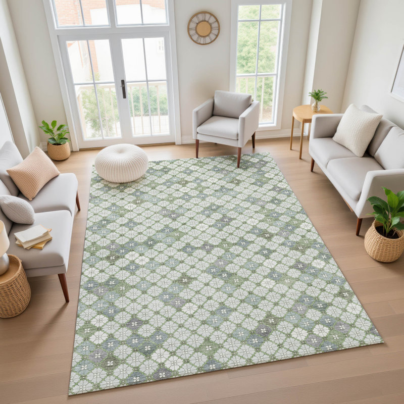 Premium Machine Washable Ashington AMF1837 Geometric Rug, Rectangle 9' x 12'