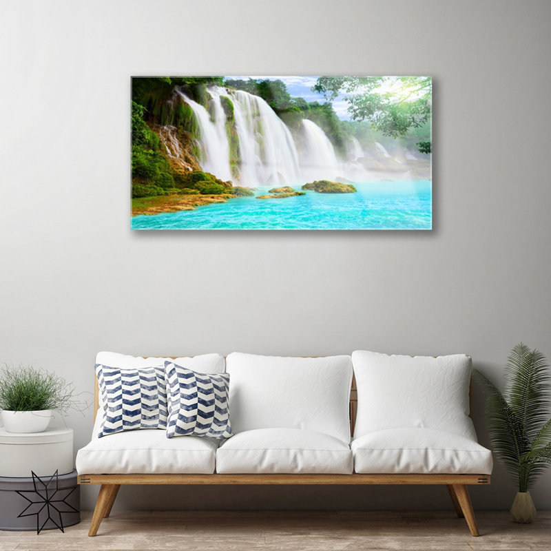 Nature Waterfall Lake - No Frame Print on Glass