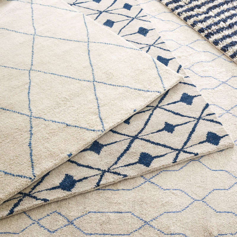 Kenitra Indigo Hand Knotted Wool Rug, Rectangle 2' x 3'