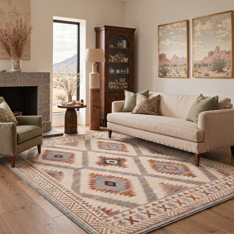 Tapis lavable à la machine Boho, Rectangle 6 pi x 9 pi