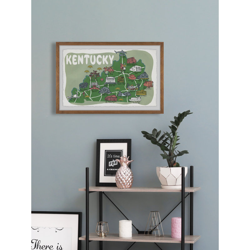«Green Kentucky Spots» par - peinture encadrée, H 12 po x l 18 po x P 1,5 po