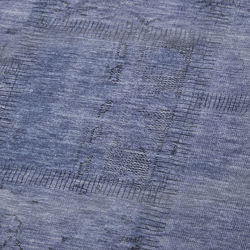 Addison Machine Washable Sherpa Throw Blanket, ASB685 Patchwork, Bleu