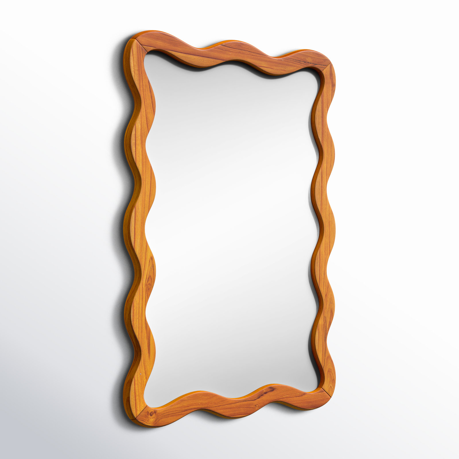 Mandan Reagan Natural Wall Mirror, Oak Wood