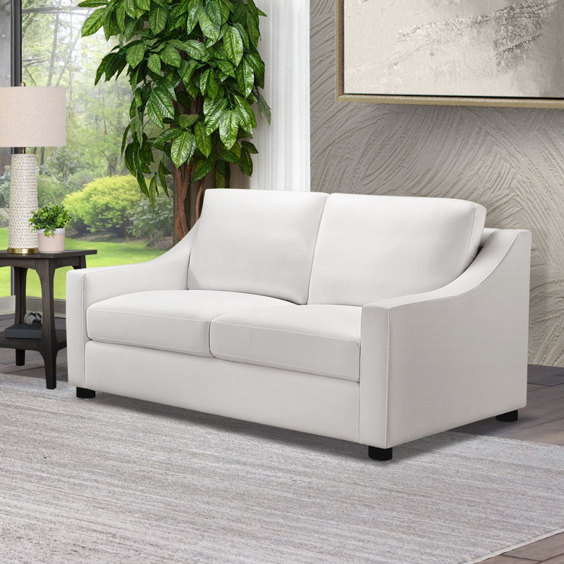 Olympias Upholstered 59.5'' Loveseat, White Chenille