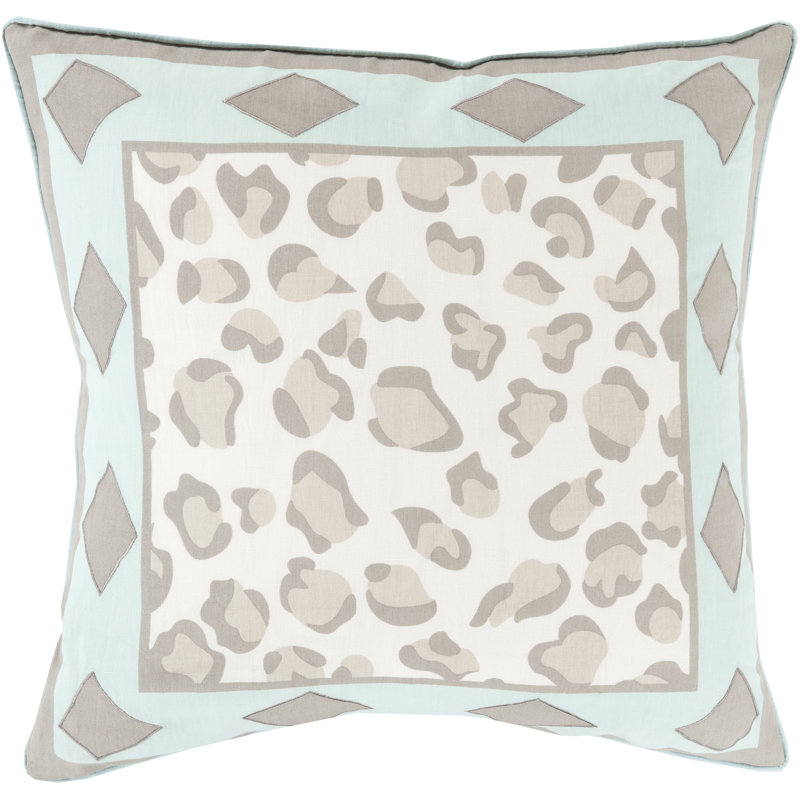 Animal Print Throw Pillow, 20" H x 20" W x 4" D, Sky Blue, Down