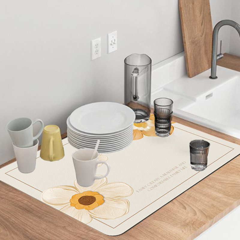 Tapis de séchage en pierre pour bouteille d'eau, Blanc