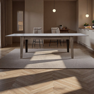 Table de salle à manger extensible de 106,3 pouces, grande table de cuisine à grain de bois rétractable pour les réunions de famille, table multifonctionnelle pour le bureau, le bureau et les repas