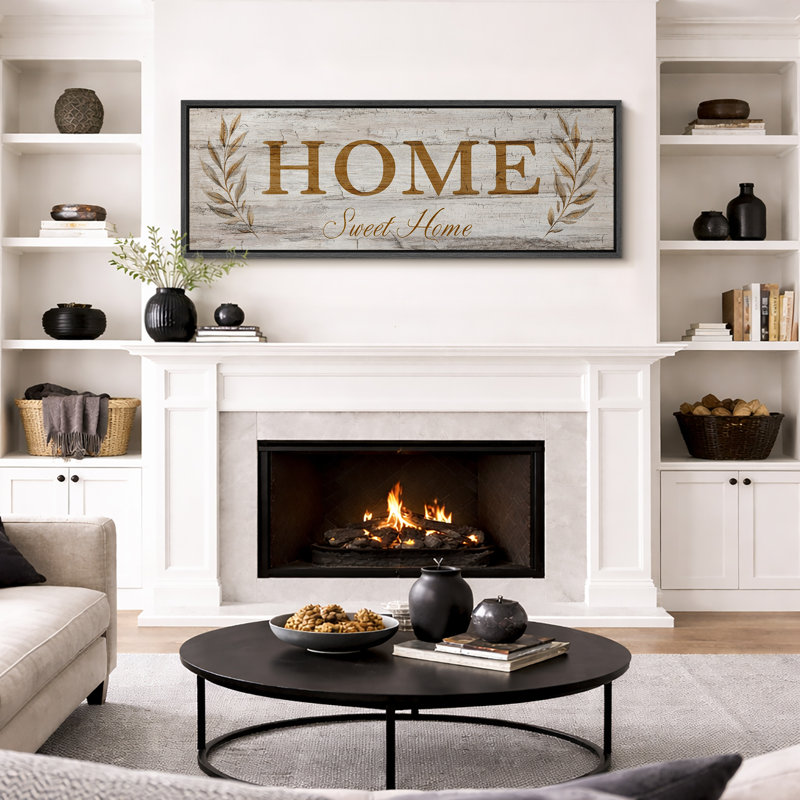 Œuvre de Home, Sweet Home Home, Cadre noir, H 20 po x l 60 po x P 1,5 po