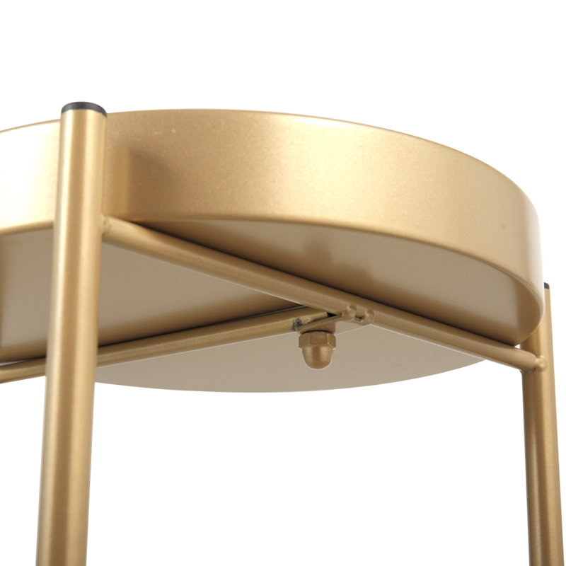 Support à plante moderne pliable en métal 2 étages avec 2 plateaux ronds pour l'intérieur et l'extérieur