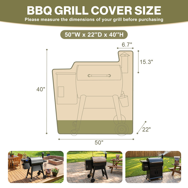 Aoodor Heavy Duty BBQ Pellet Smoker Grill Cover, 50"W x 22"D x 40"H