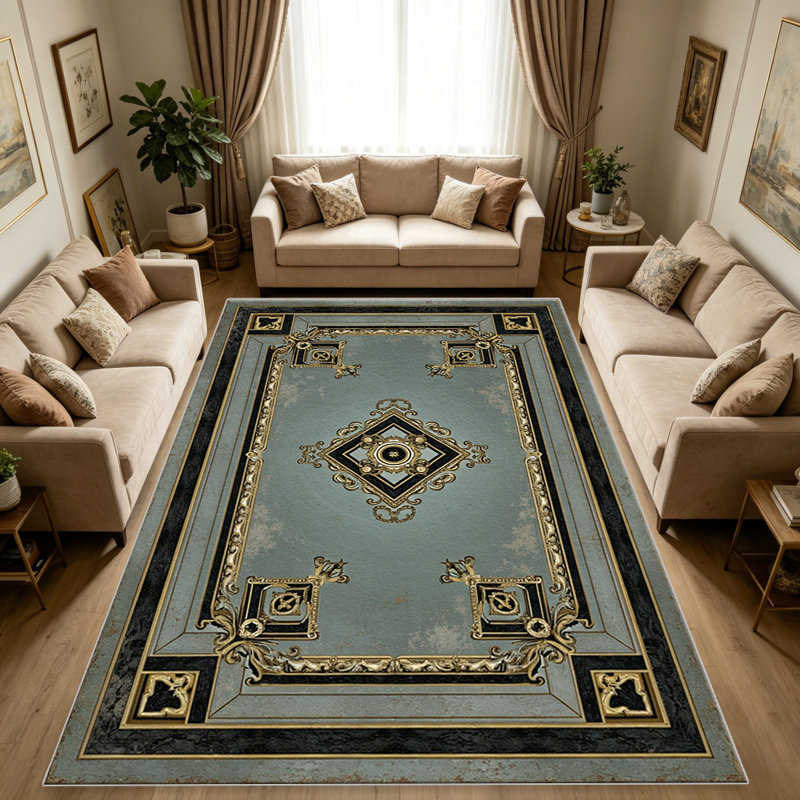 Grey Vintage European   area rugs for Living Room, Soft and Comfortable, Suitable for all seasons, easy to maintain, machine washable Indoor floor mat, Under Table Farmhouse suitable for Bedroom, Dining Room, Study,  Balcony, Home Decor Patio