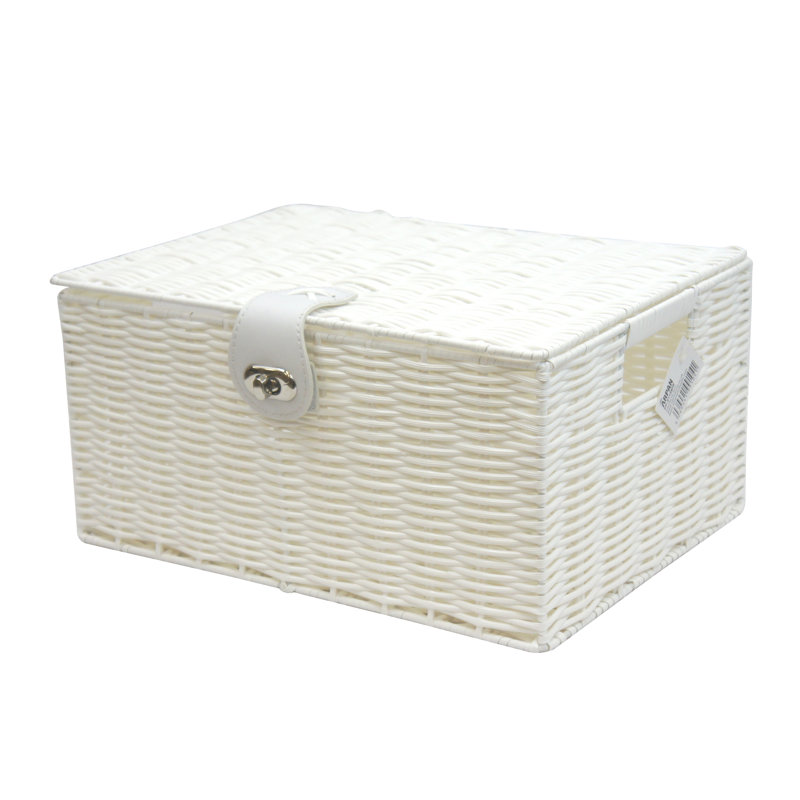 Brambly Cottage Plastic Decorative Basket, White, 15.5cm H x 33cm W x 24cm D