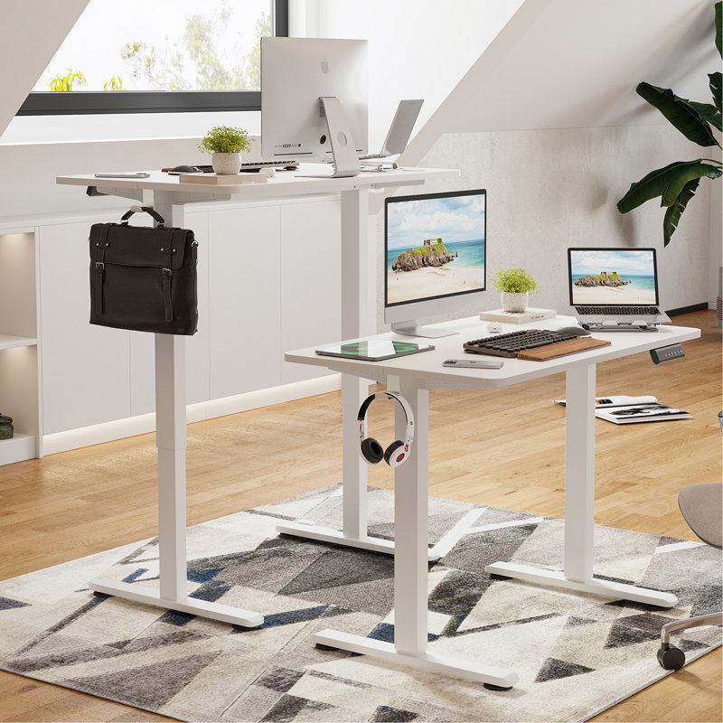 Bureau de travail électrique à hauteur réglable, Blanc