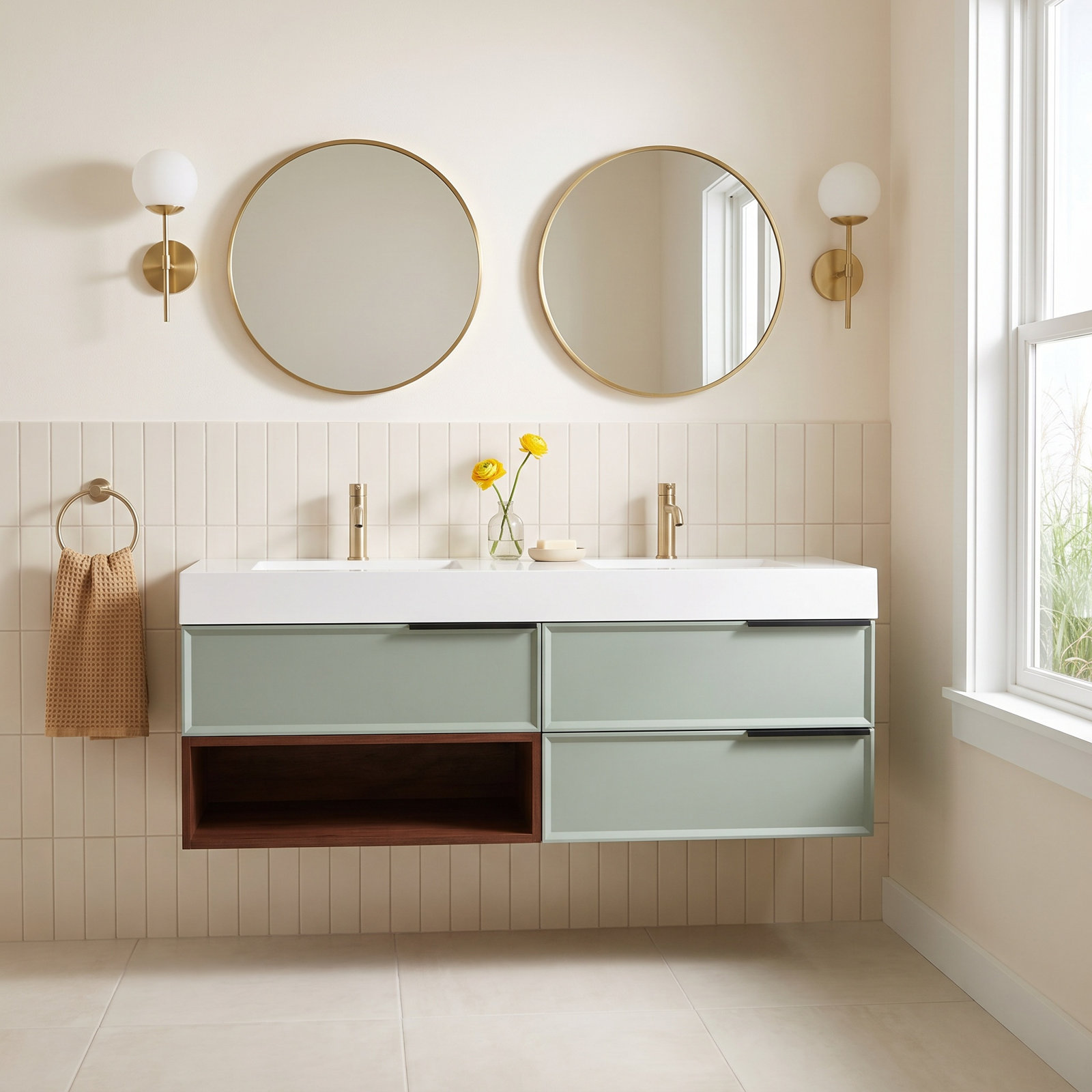 Nikola 60" Cedar Double Bathroom Vanity