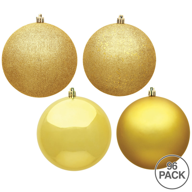 Honey Gold Shatterproof Plastic Ball Ornament Set, 1.6"