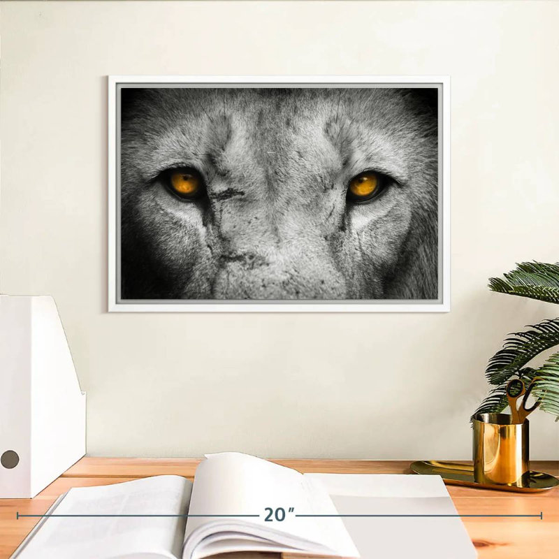Pop aux yeux de lion, Cadre flottant blanc, 13 po x 9 po